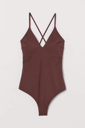 V-neck Swimsuit - Brown