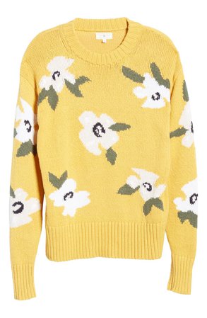 Lou & Grey Floral Crewneck Sweater yellow
