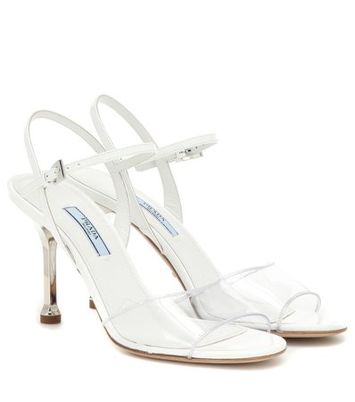 Prada leather PVC heel white
