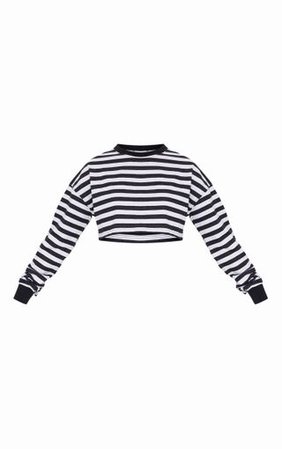 Black Oversized Stripe Long Sleeve Sweatshirt | PrettyLittleThing