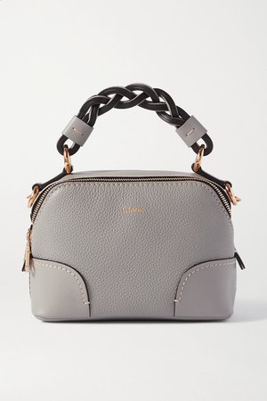 Daria Mini Textured And Smooth Leather Tote - Gray