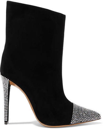 Christie Crystal-embellished Suede Ankle Boots - Black