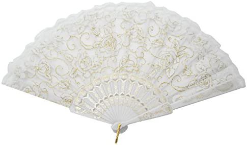 Amazon.com: TRENDBOX Flower Rose Lace Handheld Chinese Folding Fan for Dancing Ball Parties Ladies - Pure White : Home & Kitchen