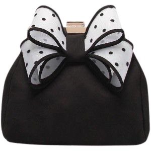 black clutch with white polka dot bow