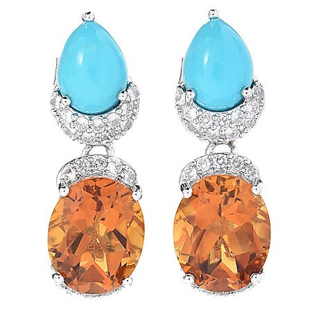 Victoria Wieck Sleeping Beauty Turquoise & Choice of Gemstone Drop Earrings - ShopHQ
