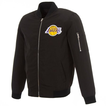 Men's Los Angeles Lakers LeBron James Fanatics Branded Black Player Full-Zip Bomber Jacket