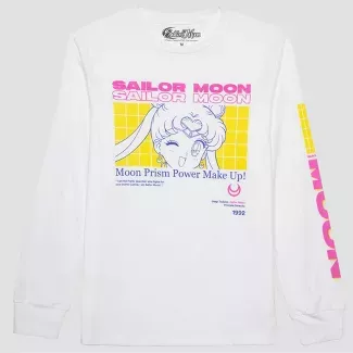 Men's Sailor Moon Neon Long Sleeve Graphic T-Shirt - White S : Target