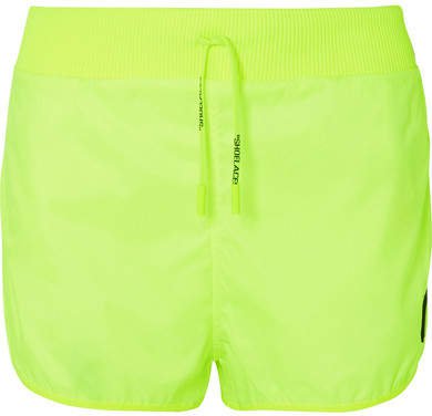 Rubber-appliquéd Neon Shell Shorts - Lime green
