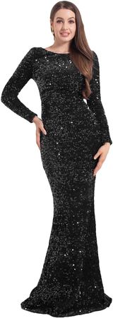 Glitter Sequn Prom Dress for Women Long Mermaid Formal Cocktail Dresses Photography Party Gown at Amazon Women’s Clothing store