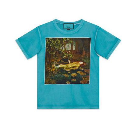Oversize #GucciHallucination T-shirt in Turquoise cotton jersey | Gucci Men's T-shirts & Polos