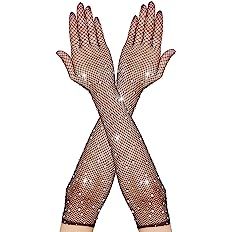 Amazon.com: Women Fishnet Long Gloves With Rhinestone Sparkly Glitter Mesh Opera Gloves for 1920s Accessories Costume Evening Party Halloween Cosplay : Clothing, Shoes & Jewelry