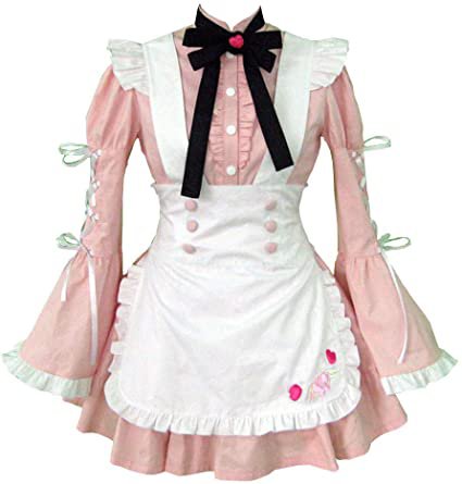 Amazon.com: antaina Rosa adorável Cosplay Anime japonês Maid Suspensórios Lolita uniforme: Clothing