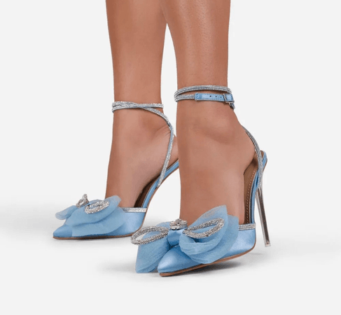 light blue bow heels