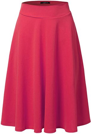 SSOULM Women's High Waist Flare A-Line Midi Skirt