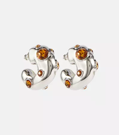 Embellished Hoop Earrings in Silver - Dries Van Noten | Mytheresa