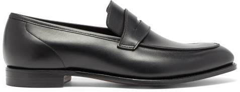 Crockett & Jones - Lucy Patinated Leather Penny Loafers - Womens - Black