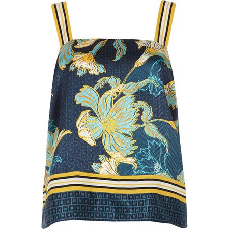 Blue floral print cami pyjama top - Pyjamas & Loungewear - Nightwear & Slippers - women