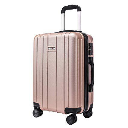 Amazon.com: CarryOne Super Lightweight ABS Hard Shell Travel Carry On Cabin Hand Luggage Suitcase with 4 double Spinner Wheels 2 Year Warranty TD3-Gold: COPLuS