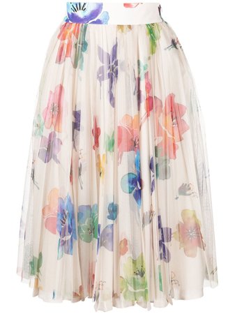 Off-White floral-print Flared Skirt - Farfetch