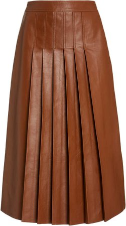 Michael Kors Collection Plonge Pleated Leather Skirt