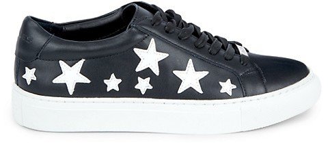 Lapel Star Patch Leather Sneakers