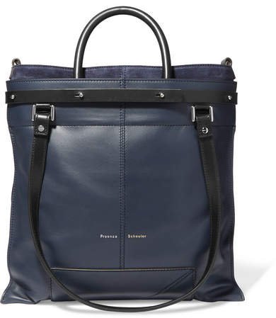 Ps19 Small Two-tone Leather And Suede Tote - Navy