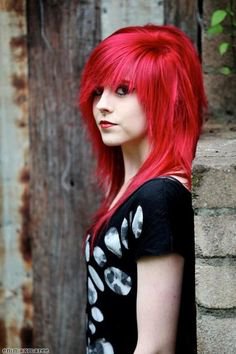 red emo girl hair
