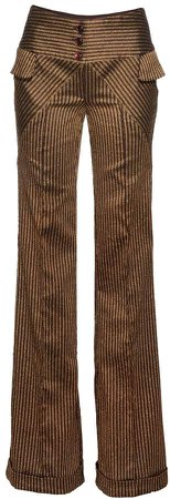 JIRI KALFAR - Brown & Gold Striped Trousers