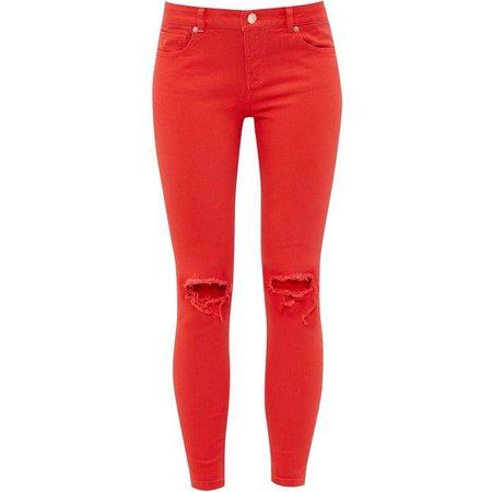 red ripped skinny jeans