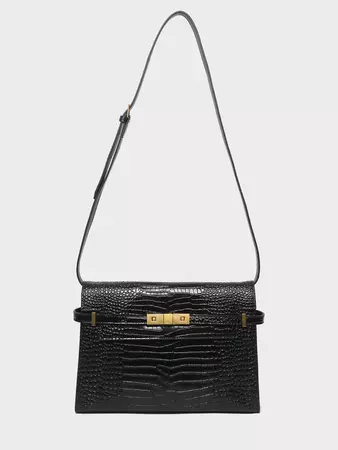 Women's Satchel Shoulder Bag Cross Body Handbag Gold Hardware Flap Top | POPBAE