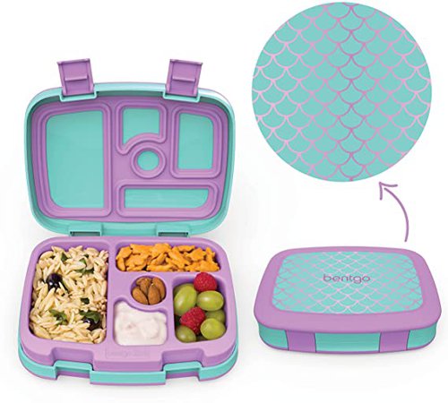 Amazon.com: Bentgo Kids Prints Leak-Proof, 5-Compartment Bento-Style Kids Lunch Box - Ideal Portion Sizes for Ages 3 to 7 - BPA-Free and Food-Safe Materials - 2020 Collection - Rainbows and Butterflies: Kitchen & Dining