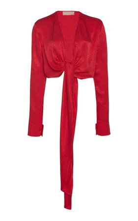 MATÉRIEL Leo Wrap Around Blouse in Red