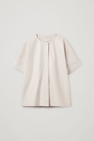 SHORT-SLEEVED LEATHER TOP - Beige - Tops - COS WW
