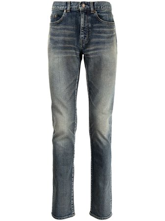 Shop blue Saint Laurent whiskered skinny jeans with Express Delivery - Farfetch