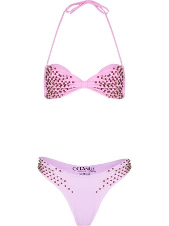 Oceanus rhinestone-embellished Bandeau Bikini Set - Farfetch