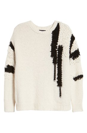 1.STATE Abstract Loop Stitch Sweater white