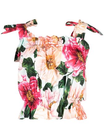 Dolce & Gabbana tie strap floral print cropped top