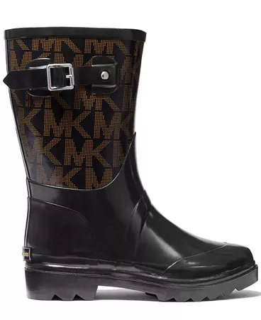 Black/ Brown Michael Kors MK Signature Logo Rain Boots & Reviews - Boots - Shoes - Macy's