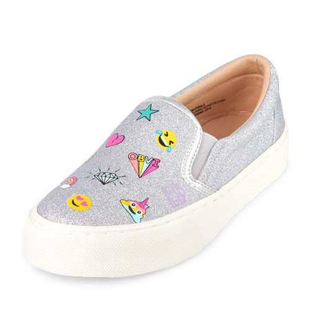 Girls Emoji Glitter Chelsea Slip-On Sneaker