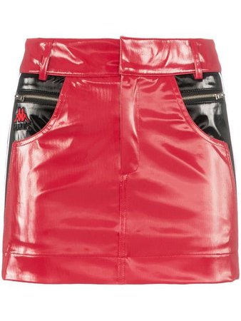 red black leather skirt