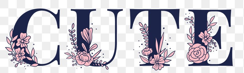 Cute png pink floral typography font | Free stock illustration | High Resolution graphic