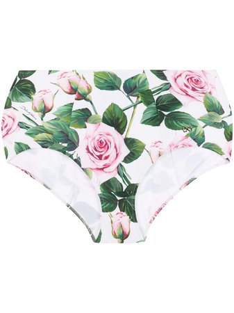 Dolce & Gabbana Rose-Print Bikini Briefs | Farfetch.com