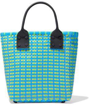 Truss Leather-trimmed Woven Raffia-effect Tote