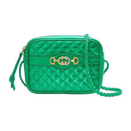 Mini laminated leather bag in Green matelassé laminated leather | Gucci Women's Handbags