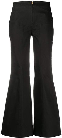 mid rise flared trousers