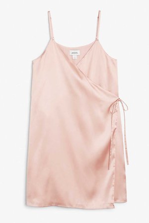 Silky wrap dress - Dreamy peaches - Dresses - Monki GB
