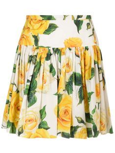 Dolce & Gabbana Yellow Rose Mini Skirt