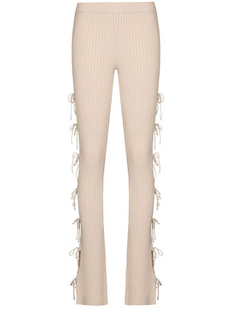 Shop Danielle Guizio ribbed knitted tied up trousers with Express Delivery - FARFETCH