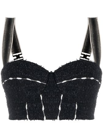 Elisabetta Franchi Bustier Cropped Tweed Top - Farfetch