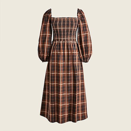 J.Crew: Smocked Puff-sleeve Dress In Friday Plaid For Women